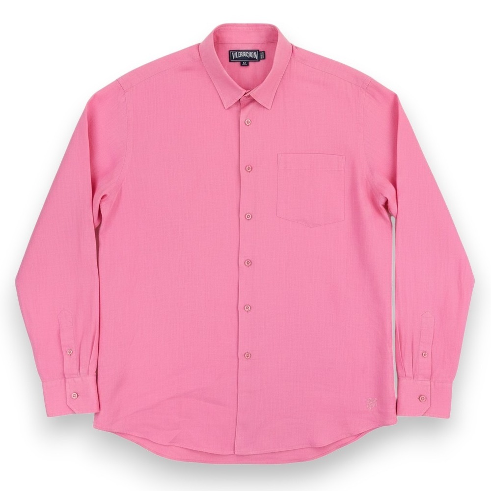 Vilebrequin Shirt Mens XL Pink Linen Long Sleeve Button Up Casual Resort